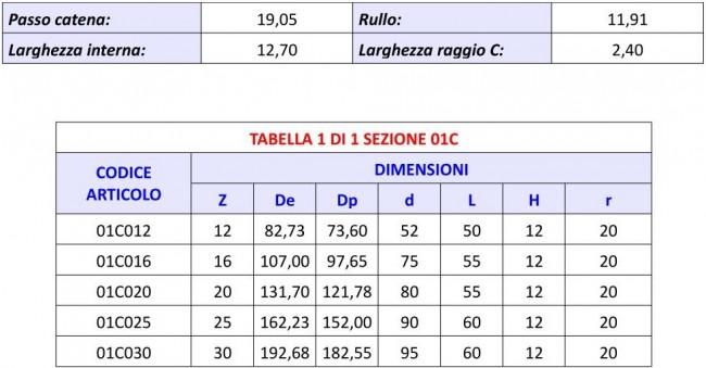 Tabella 01C  - Giunto Trasmissione Catena Doppia Asa60 3/4 Grezzo Mozzo lunghezza maggiorata